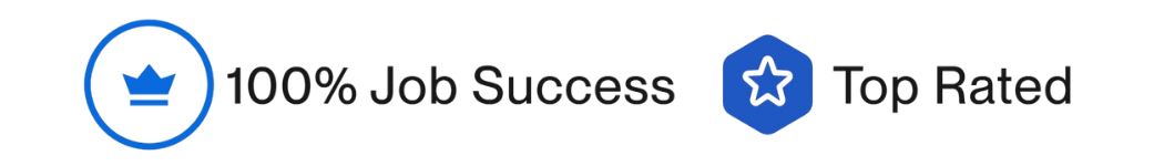 100% Job Success and Top Rated badges on Upwork